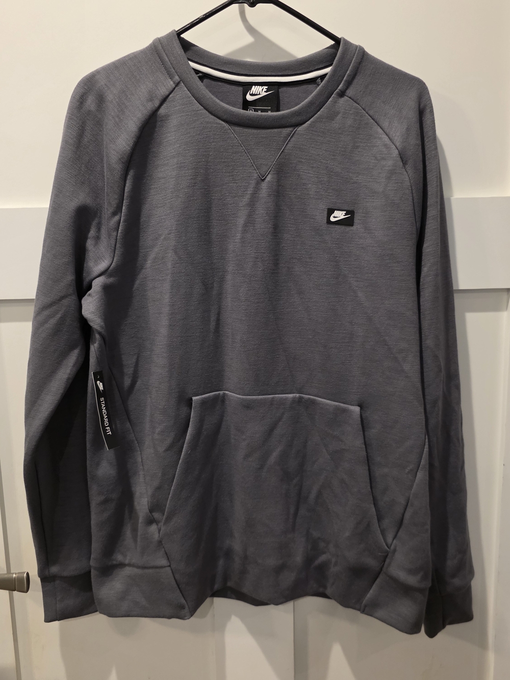 NWT Nike Men's Optic Crewneck Sportswear Pullover Grey Front Pocket Sweatshirt